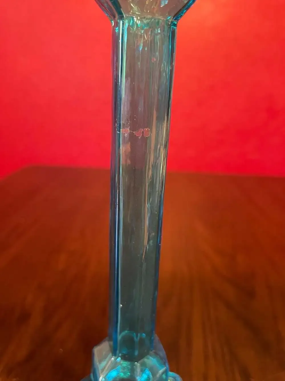 Vintage Fostoria Teal Blue Glass Candlestick Set of 2/ Vintage Blue Glass Candle